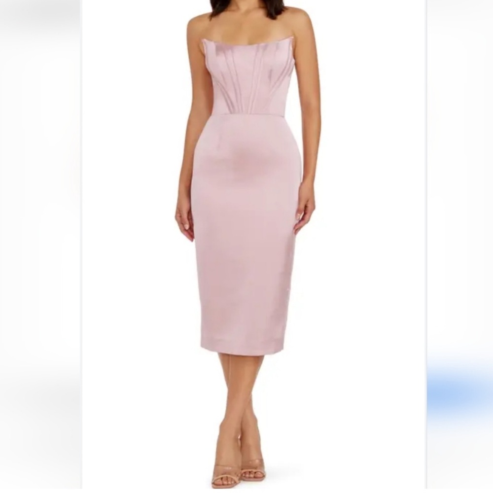 Dress the Population Cosette Strapless Satin Corset Cocktail Dress